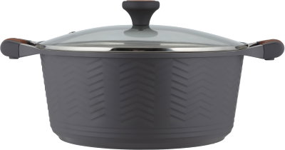 طقم قدور داي كاست الومنيوم روبوست، 9 قطع، غطاء زجاج، يد سيليكون - رمادي غامق product image 7