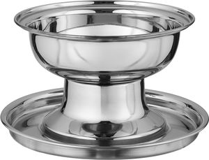Al Saif Gallery Date bowl with lid, Indian style, stainless steel, 18 cm, round, base - silver product image 2