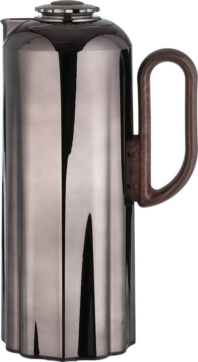 طقم ترامس نجدية السيف غاليري، 1 / 1 لتر، 2 قطعة، حافظة داخلية زجاج، يد خشبي، ضغاط - أسود لامع product image 2