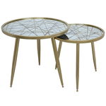 طاولات زجاج + حديد السيف غاليري، 55×55×53 / 45×45x48 سم، قطعتين - ذهبي product image 1