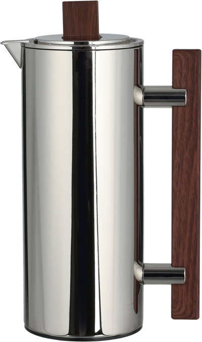 Al Saif Gallery Al-Markaz Thermos Set, 0.7/1 Liter, 2 Pieces, Glass Inner Container, Stainless Steel Outer Body, Push Button - Dark Wood Shiny Silver product image 3