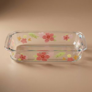 صينية فرن زجاج السيف غاليري، 30×17×5 سم، 1.6 لتر، نقش ورد - شفاف وردي product image