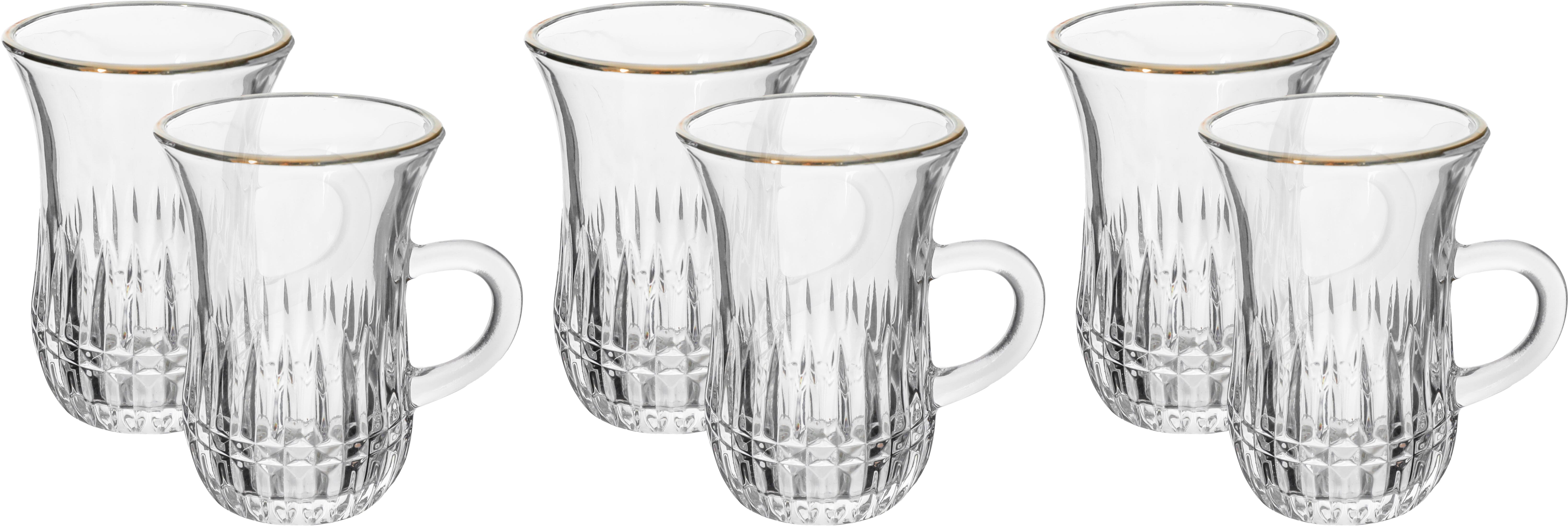 Tea set with max glass handle, gold line, 6 pieces - transparent product image