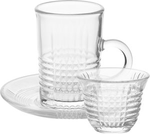 طقم تقديم بيالات وفناجين زجاج السيف غاليري، 11.5 سم، 36 قطعة، صحون - شفاف product image