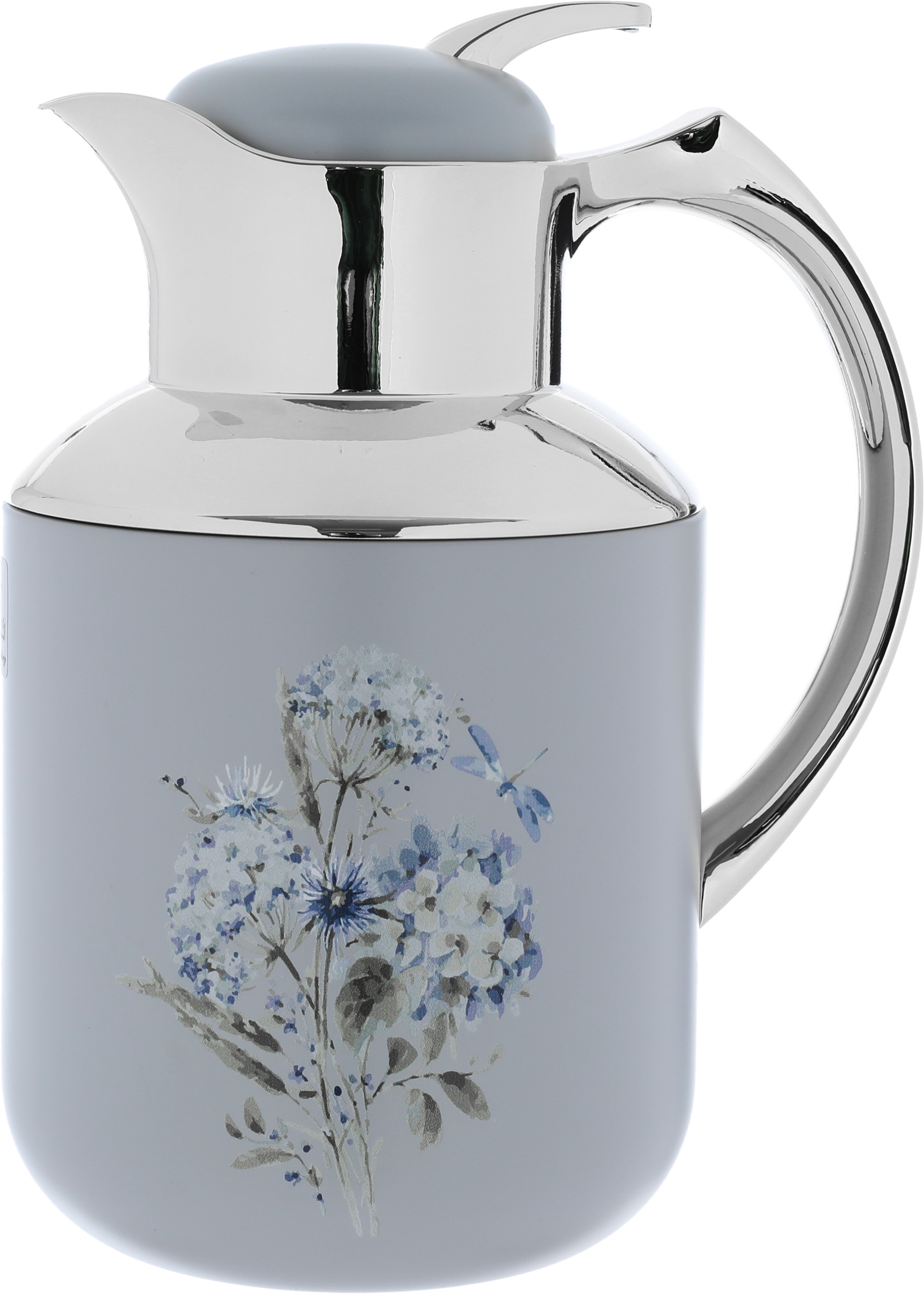 Al Saif Gallery Florya Pro thermos set, 1/0.5 liter, rose pattern, thermal glass inner shell, steel outer shell - light gray product image 3