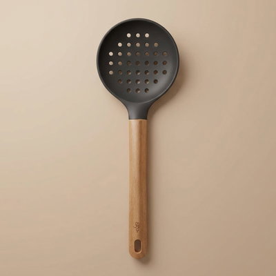ملعقة غرف سيليكون السيف غاليري، مخرم، يد خشب - أسود product image 1