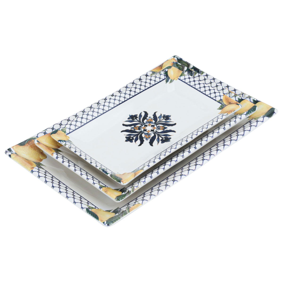 Al Saif Gallery Porcelain Serving Dish Set, 3 Pieces, - White And Blue product image