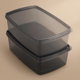 طقم علب تخزين بلاستيك السيف غاليري، قطعتين، 1 لتر - رمادي غامق product image 1