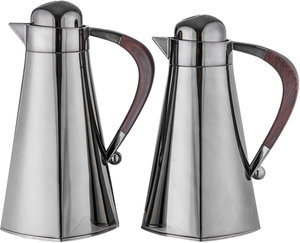 Al Saif Gallery Al Yamamah Thermos Set, 2 Pieces, 0.7/1 Liter, Glass Inner Material, Wooden Handle, Press Lid - Black product image 2