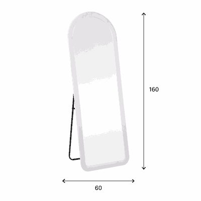 مراية ستاند زجاج، 160×60 سم، ستاند معدن - ابيض product image 3