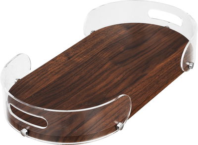 Al Saif Gallery wooden serving tray, 35×15×6 cm, oval - dark wood product image 2