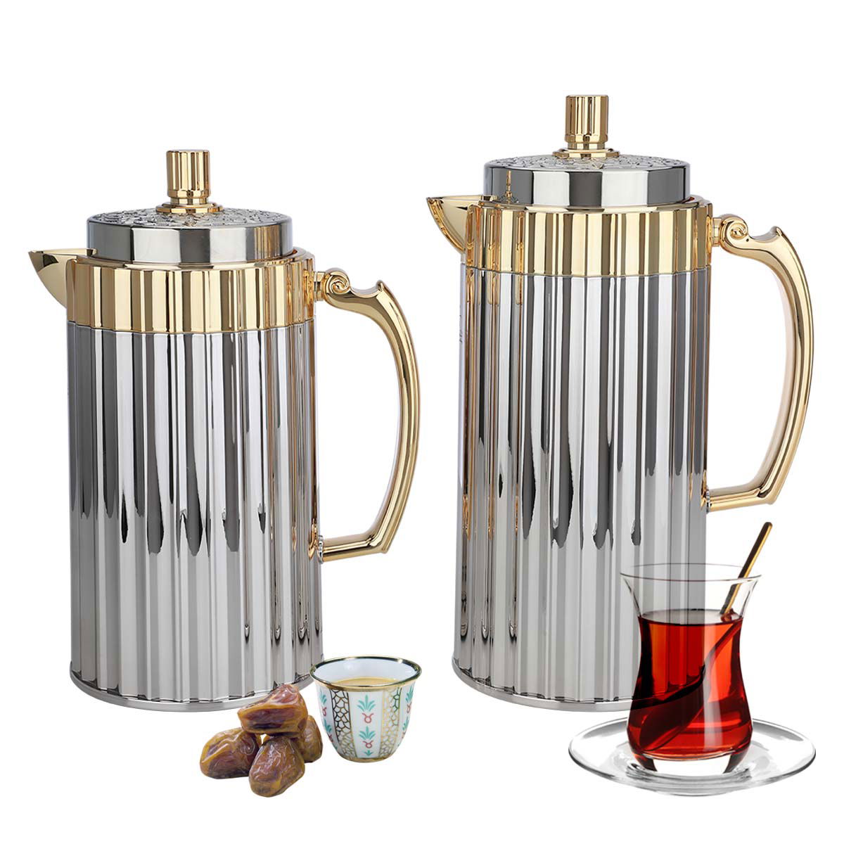 طقم ترامس إيفا استيل السيف غاليري، 1 لتر - 0.75 لتر، بيد ذهبي - فضي product image 1