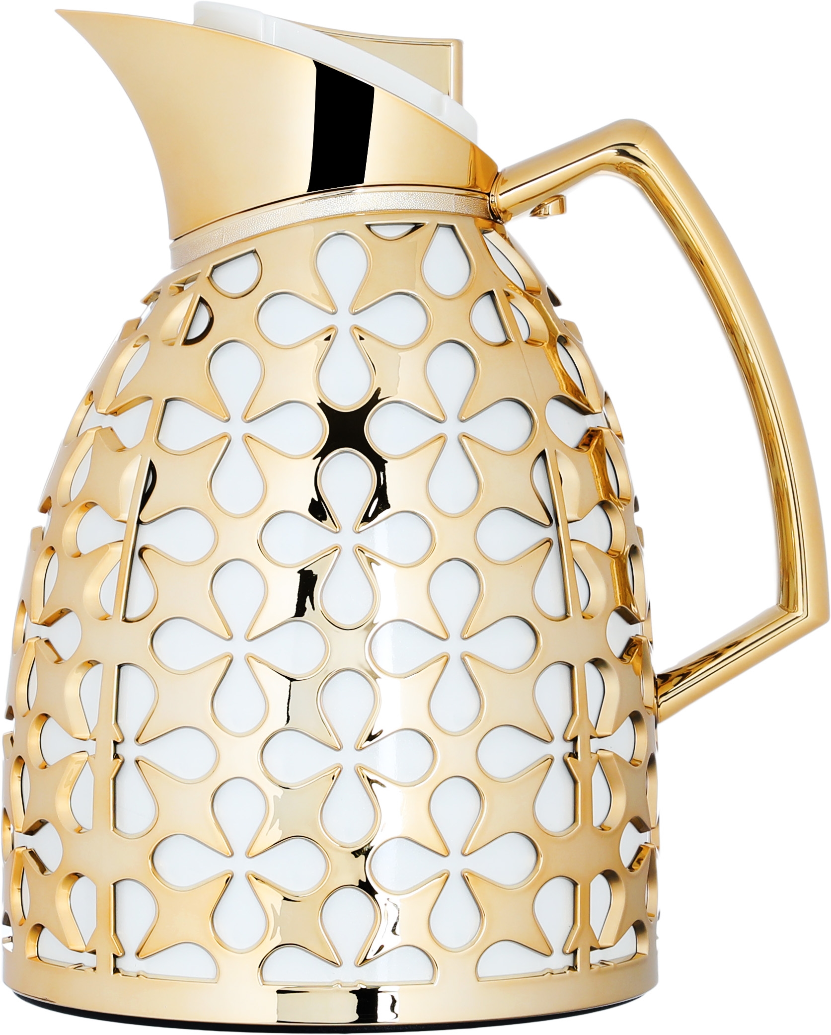 Al Saif Gallery Andalusia thermos set, 0.75/1 liter, glass inner container, plastic outer shell - white and gold product image 2