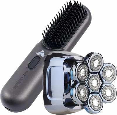 Shenb Trimmer set with straightening comb, 5 heads, 5 attachments, 3-5-7mm guide combs, Type-C charging, LED, PTC technology, auto shut-off, SH1101 - Silver Gray product image 1