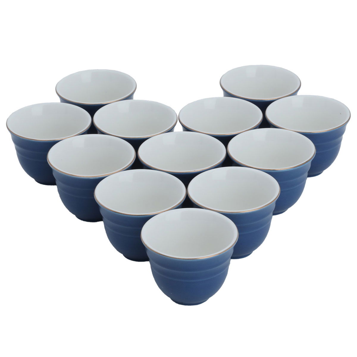 Al Saif Gallery porcelain Arabic coffee cups set, with golden font, 12 pieces - blue product image 2