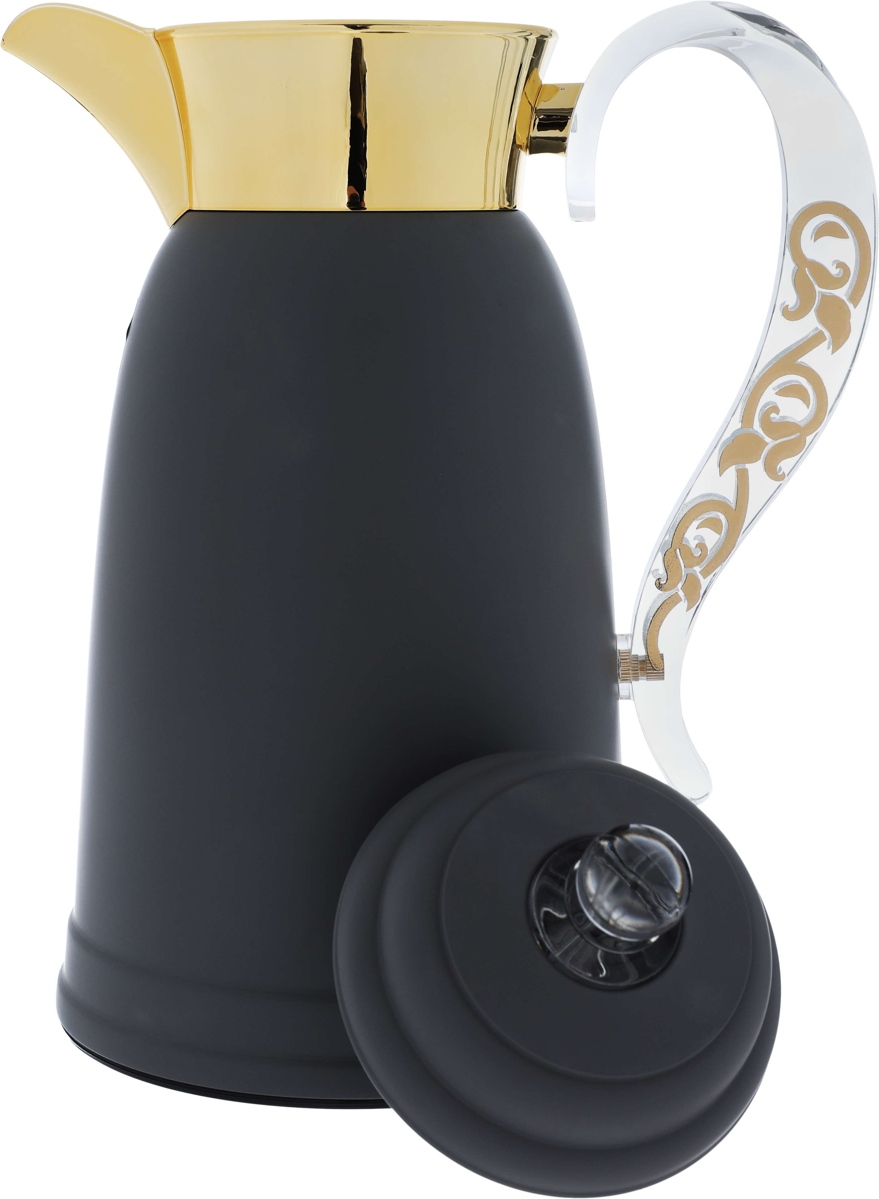 Al Saif Gallery Qamar thermos set, 1 liter, thermal glass inner container, steel outer shell - dark gray product image 6