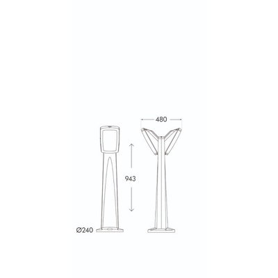 Norco Modern Double Aluminum Glass Garden Post, 95 x 16.5 cm, T5 Base - Black product image 2