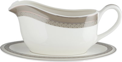 طقم تقديم سفرة بورسلان السيف غاليري، 166 قطعة، نقش فضي - أبيض بني product image 22