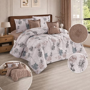 طقم لحاف قماش، 230x250 سم، نفرين، 6 قطع - رمادي بني product image 2