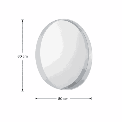 مراية دائرية زجاج، 80×80 سم، اطار معدن - ابيض product image 3