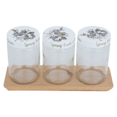 Hervin glass spice jar set with wooden stand, 4 pieces, 660 ml - transparent product image 3
