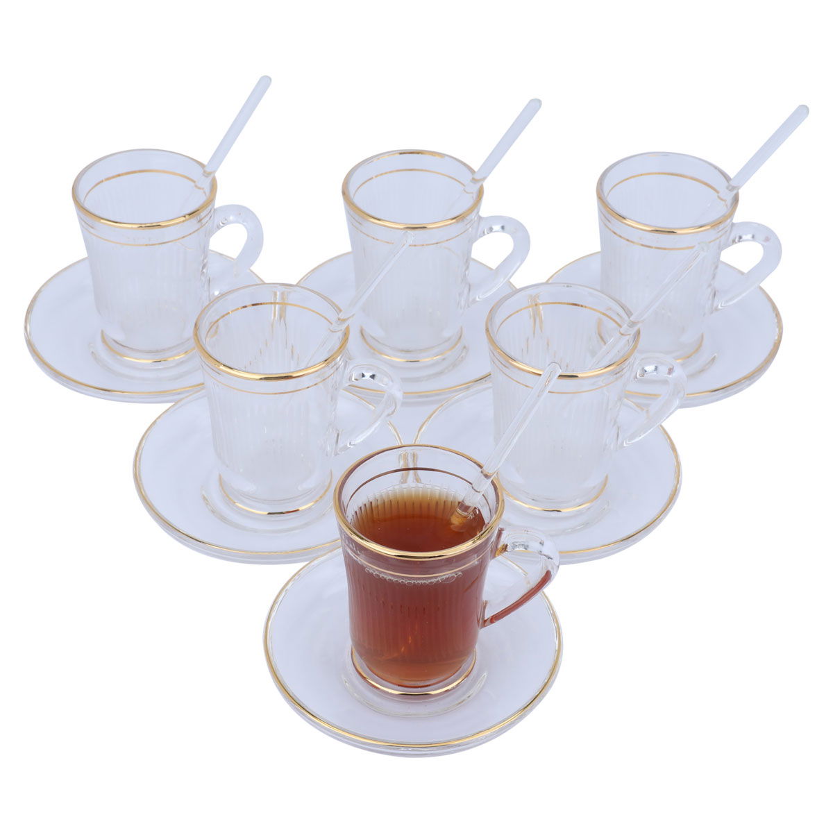 Al Saif Gallery Glass Tea Serving Set, 26 Pieces - Clear White product image 3