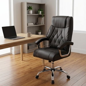 كرسي مكتب دوار جلد، 66×69×120 سم - بني product image 2