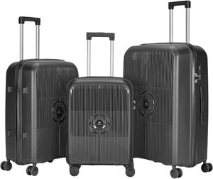 طقم شنط سفر بولي بروبيلين ليمرا، 3 مقاسات، 4 عجلات، بزاوية 360 درجة، LMA-PP529-3PCS - رمادي غامق product image