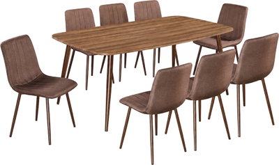 طاولة طعام خشب MDF مع 8 كراسي، 100×180×75 سم - بني غامق product image 4