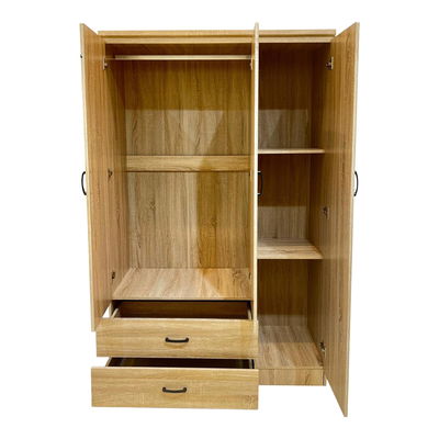 MDF Wood Wardrobe, 200×120×54 Cm, Three Doors, 2 Drawers - Brown product image 3