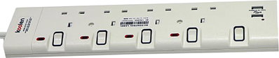 وصلة كهربائية كولن، 3250 واط، 4 مخارج، 3 متر، 2 USB، 301100007 - ابيض product image 1