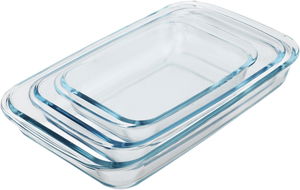 Mirolex Glass Oven Tray Set, 3 Pieces, Rectangular - Clear product image