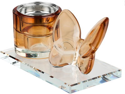 مبخرة زجاج السيف غاليري، قاعدة مزينة فراشة عسلي، 13x7x6 سم - شفاف عسلي product image 3