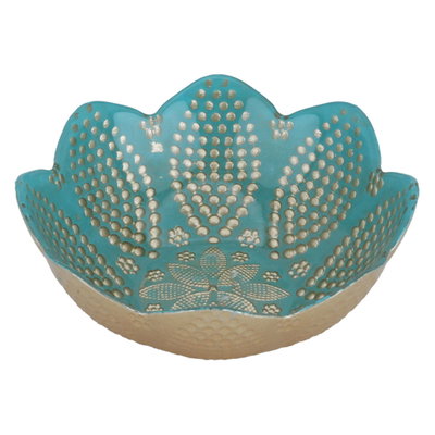 Al Saif Gallery Glass Serving Bowl, 13X13X5 Cm - Turquoise product image 2