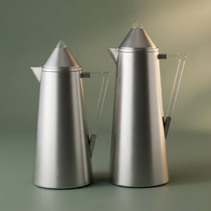 Al Saif Gallery Al Dana Thermos Set, 2 Pieces, 0.7/1 Liter, Glass Inner Material, Transparent Handle, Press Lid - Silver product image