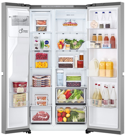 ثلاجة نوفروست ال جي، 22.1 قدم، 625 لتر، 4 أبواب، هيجين فريش، LS25NBLSIK - فضي product image 2