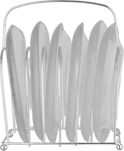 طقم صحون زجاج السيف غاليري، 6 قطع، مع ستاند، منقوش - فضي شفاف product image 3