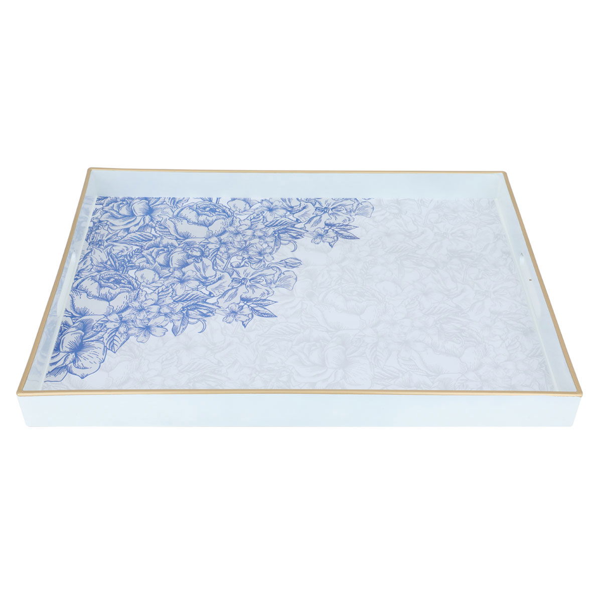 طوفرية بلاستيك السيف غاليري، 48x35x4.7 سم، مستطيل، نقش وردة أزرق - كريمي product image