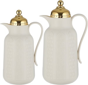 طقم ترامس سلطان مستر براند، 0.7 / 1 لتر، الخامة الداخلية زجاج، غطاء ذهبي ضغاط - كريمي product image 2