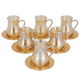 Amber Tea Cup Set Glass Plate, 12 Pieces, 200 ml - Gold product image 2