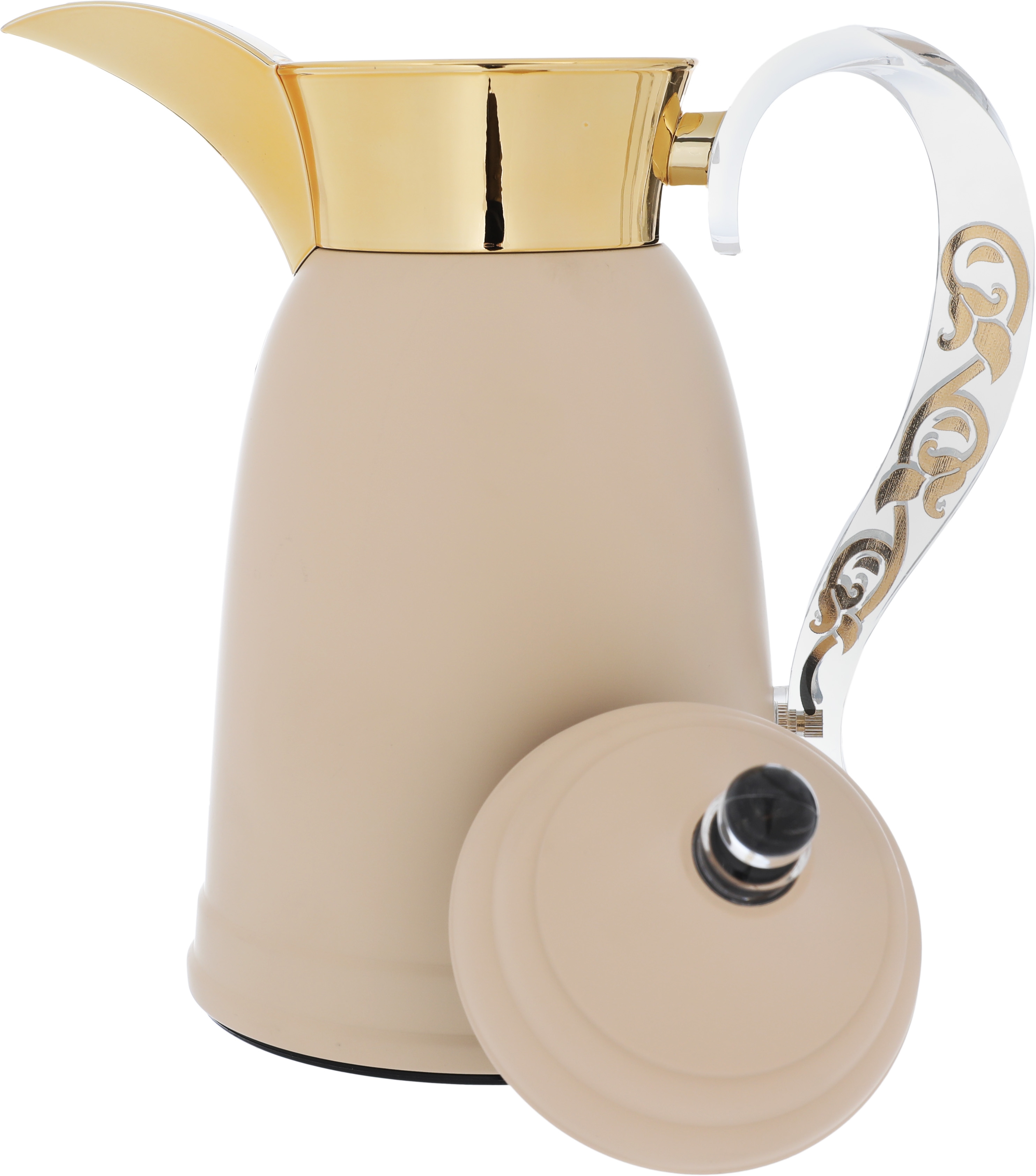 Al Saif Gallery Qamar thermos set, 1 liter, thermal glass inner container, steel outer shell - beige product image 5