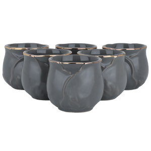 طقم فناجين قهوة عربي بورسلان السيف غاليري، 6 قطع - رمادي ذهبي product image