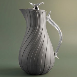 Glory Layal Thermos, 1 Liter, Glass Interior, Transparent Handle, Push-Button Lid - Cappuccino product image