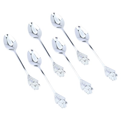 Set of steel tea spoons with rose handle,Al Saif Gallery, 6 pieces - silver product image 1