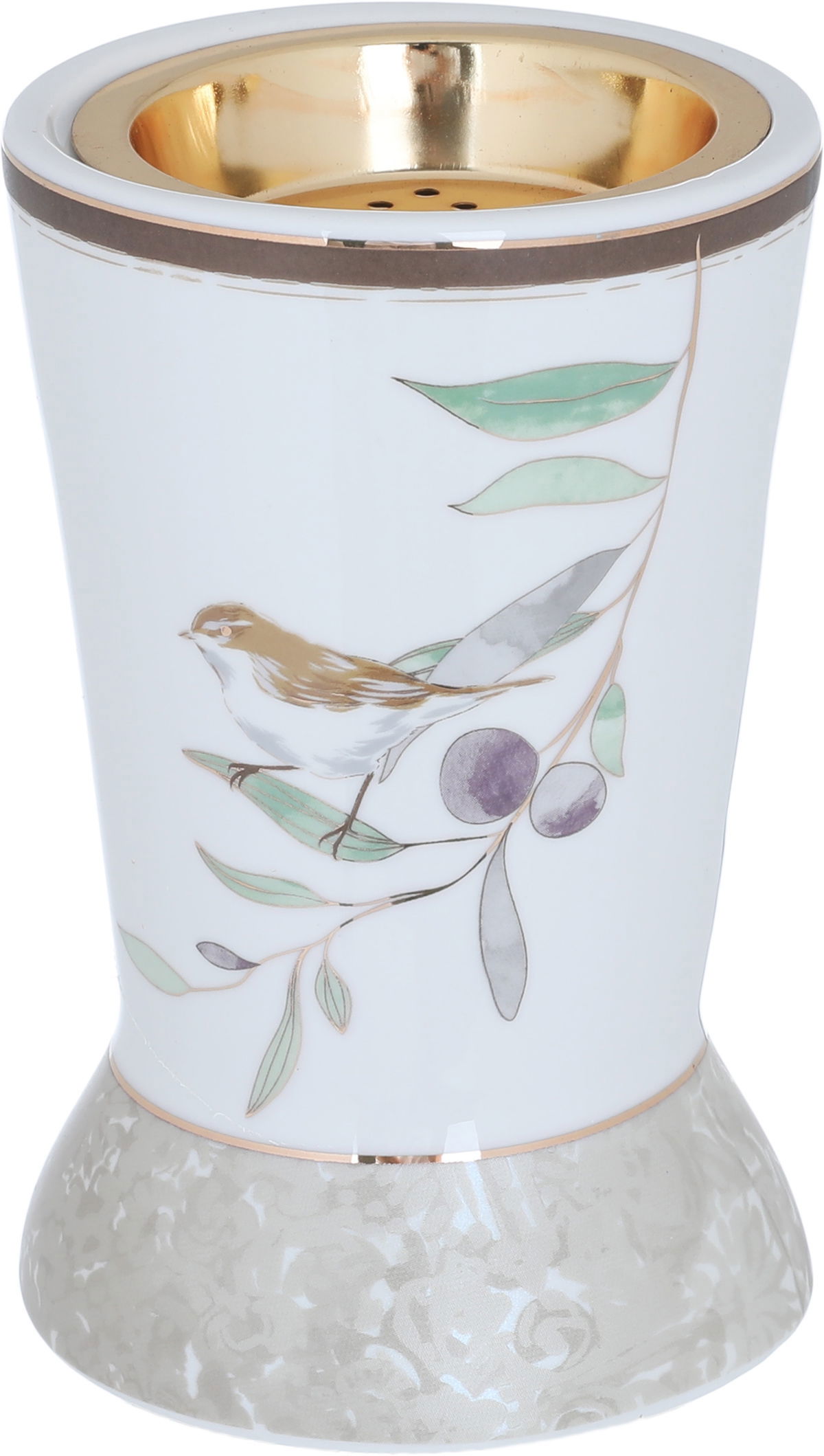 Al Saif Gallery porcelain incense burner, 9x9x15 cm, bird pattern - white product image 3