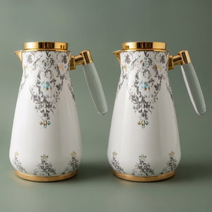 Al Saif Gallery Sahar thermos set, 1/0.75 litre, two pieces, thermal glass inner container, steel outer shell - white product image