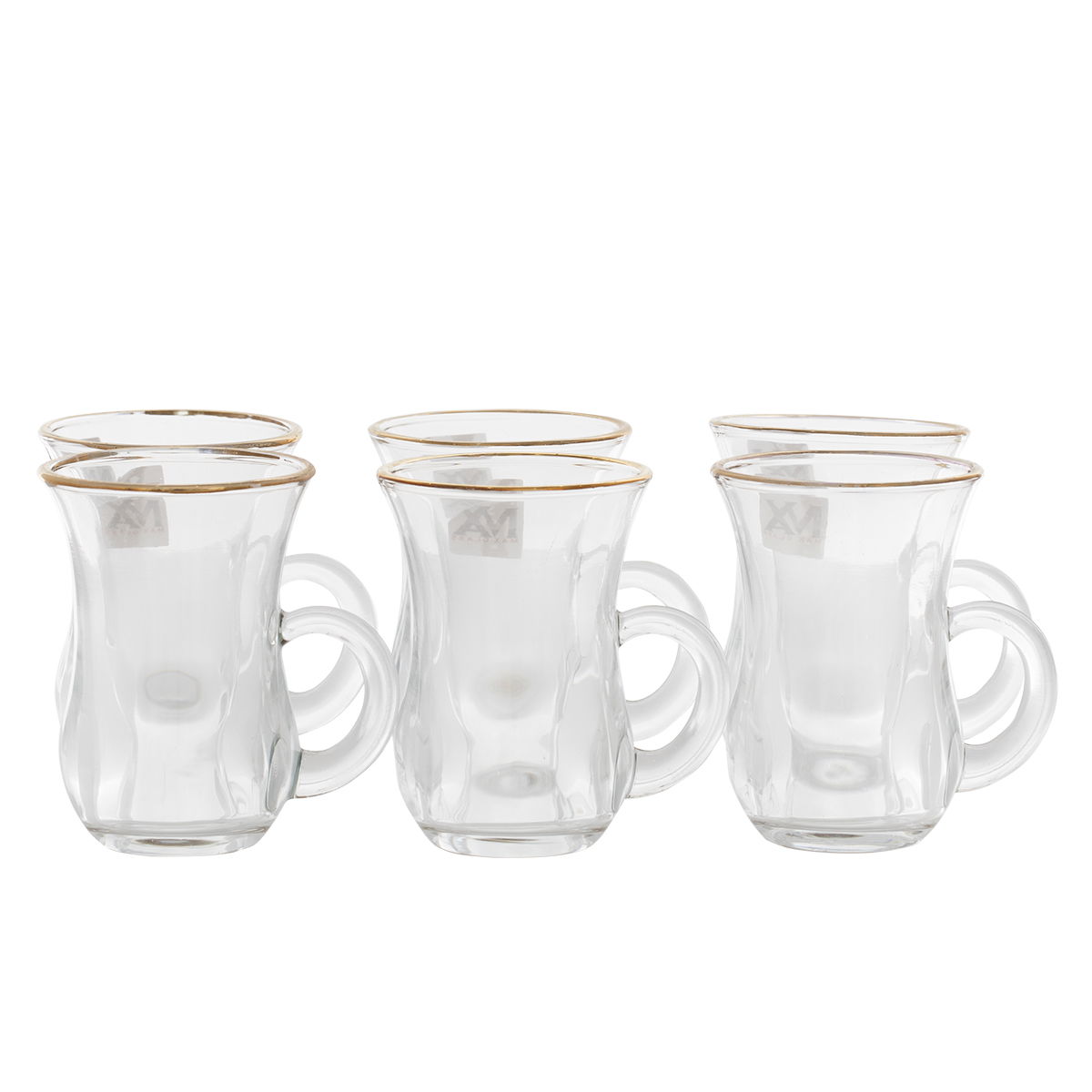 Max Al Saif Gallery glass tea set, gold line, 6 pieces - clear product image