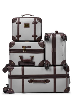 طقم حقيبة سفر جلد صناعي ليمرا، 4 مقاسات، 4 عجلات، زاوية 360 درجة، LMA-7054 - رمادي بني product image 2