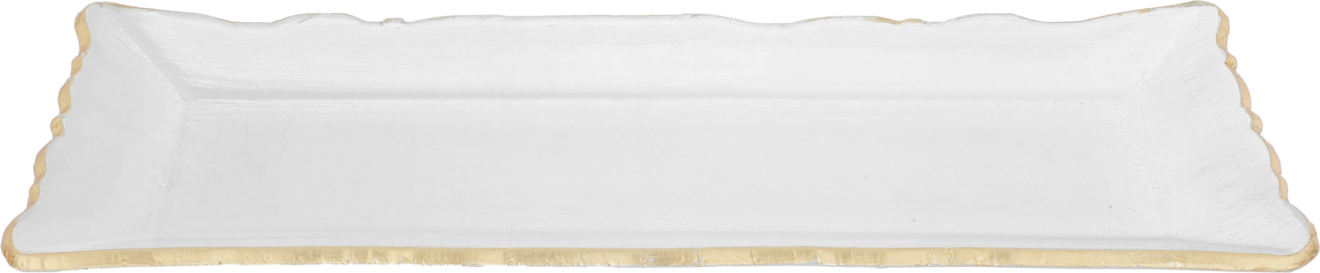 Al Saif Gallery glass dessert dish, 50 x 18 x 3 cm, rectangle, gold rim, large - clear product image 2