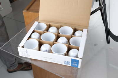 Saif Plus Saudi Arabian Opal Coffee Cup Set, 12 Pieces, Large Size - White Blue product image 3